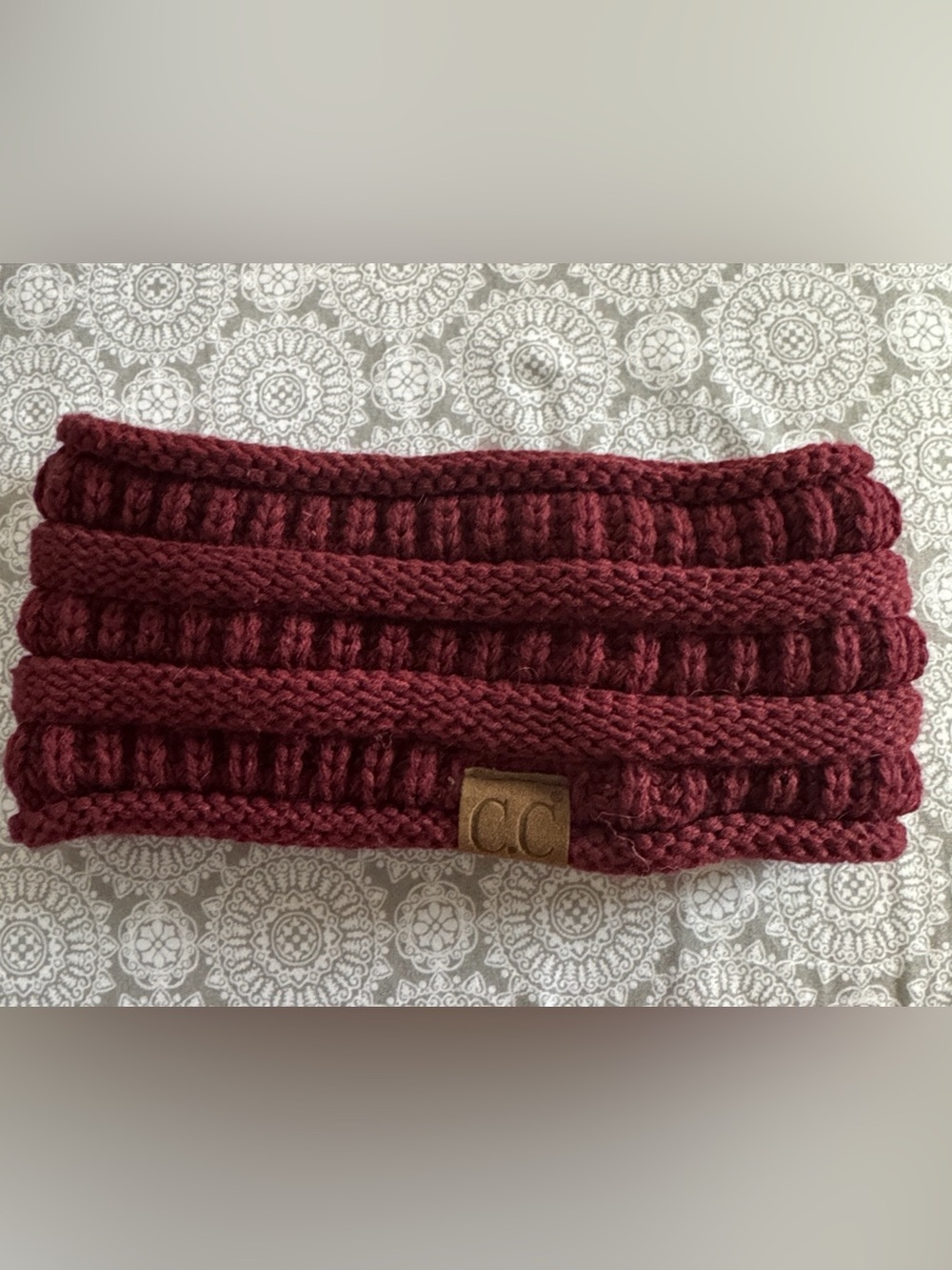 C.C Knit Ribbed Headband in Burgundy